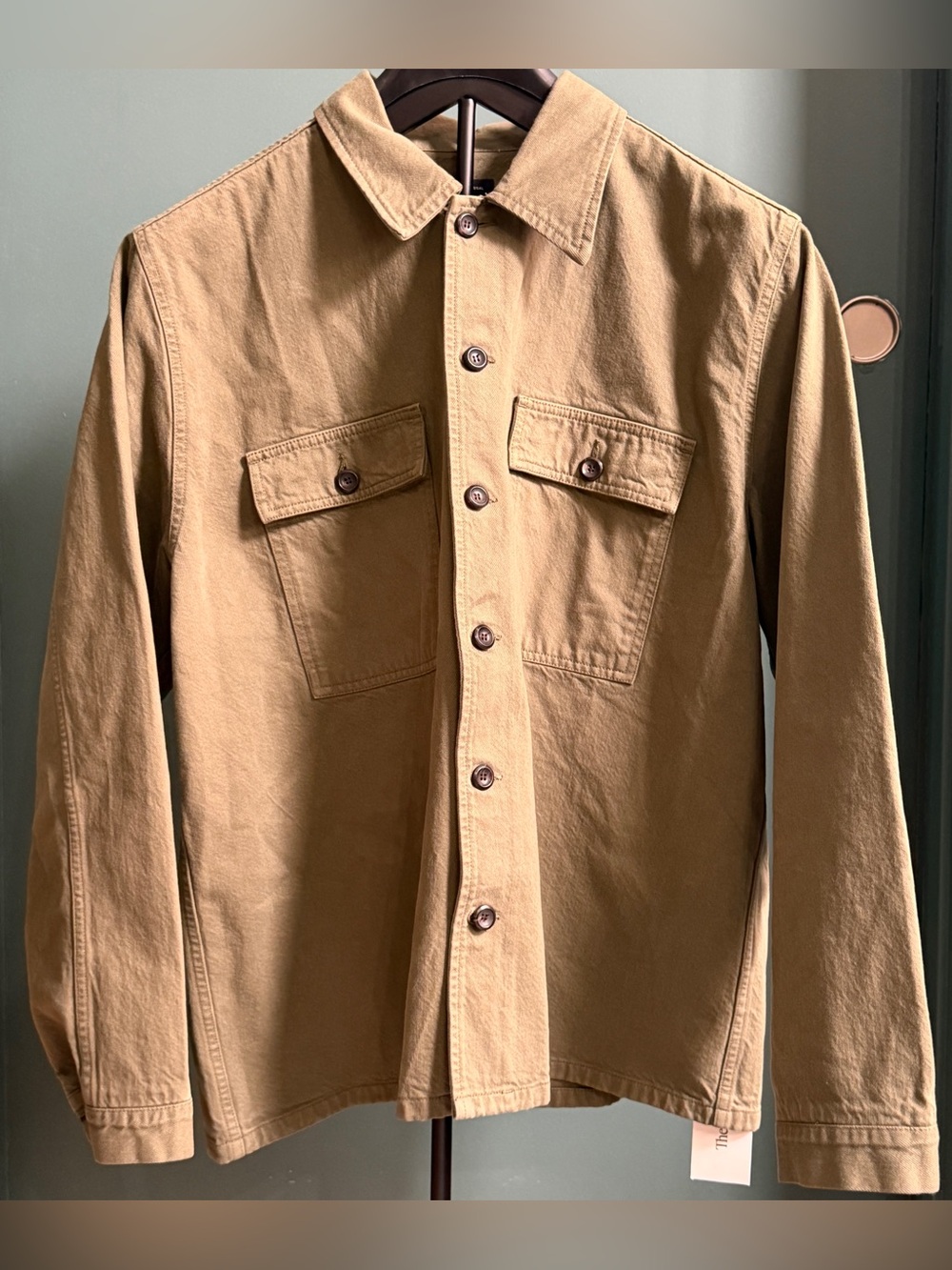 DRAKES MILITARY CPO SHIRT JACKET OLIVE GREEN SHACKET Sz 46 $995 XL ARMY FATIGUE